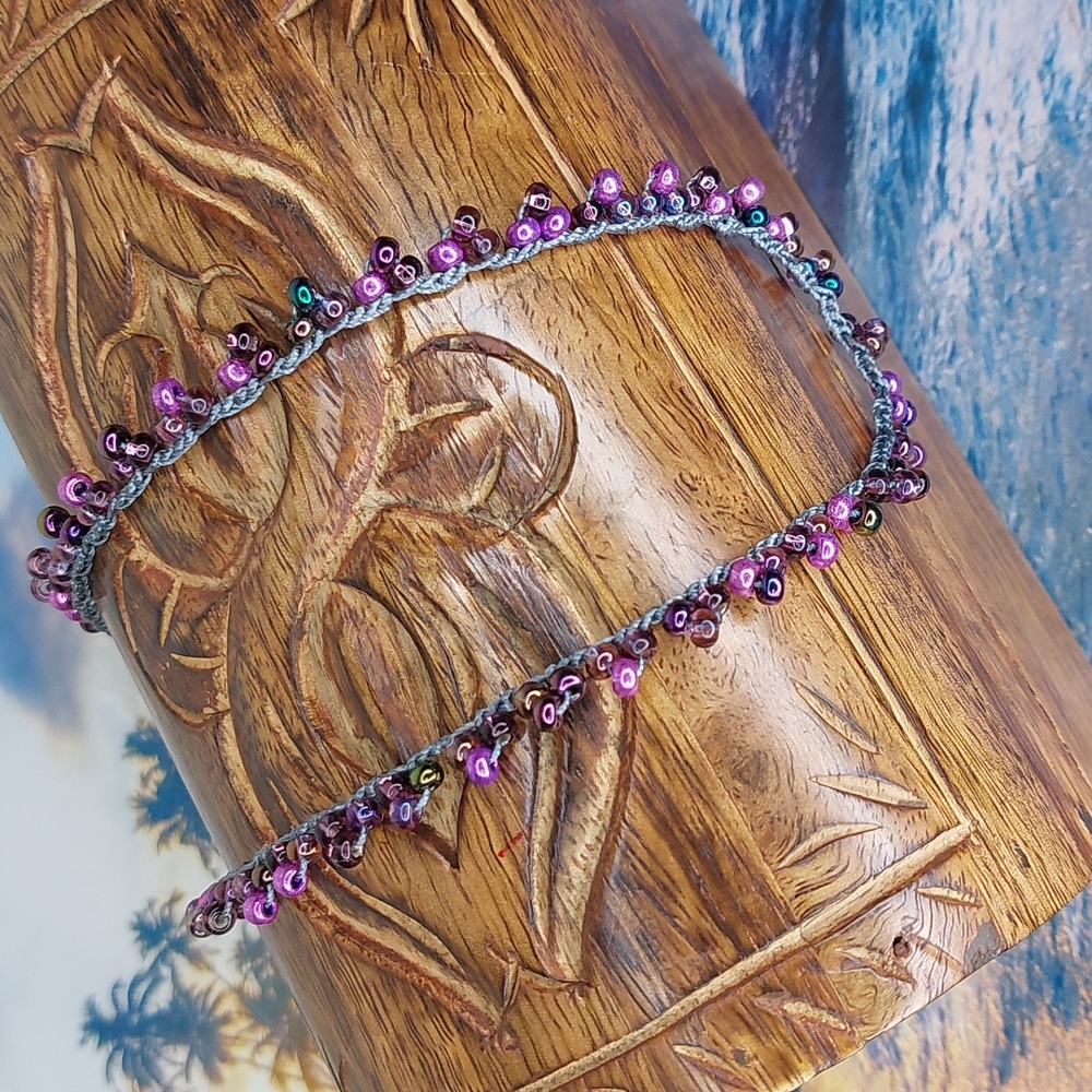 Hand Crafted Necklace, Purple & Gray Handcrafted by R…